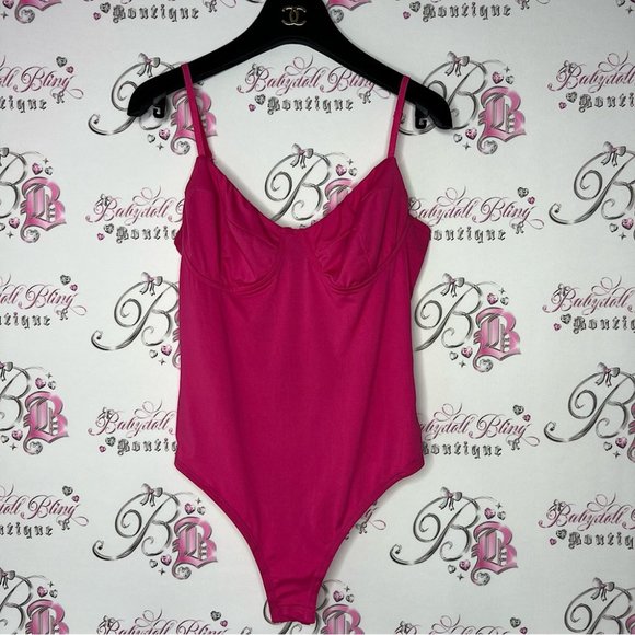Wetseal bustier body suit babydoll style pink strappy tank top corset cups - Picture 1 of 8